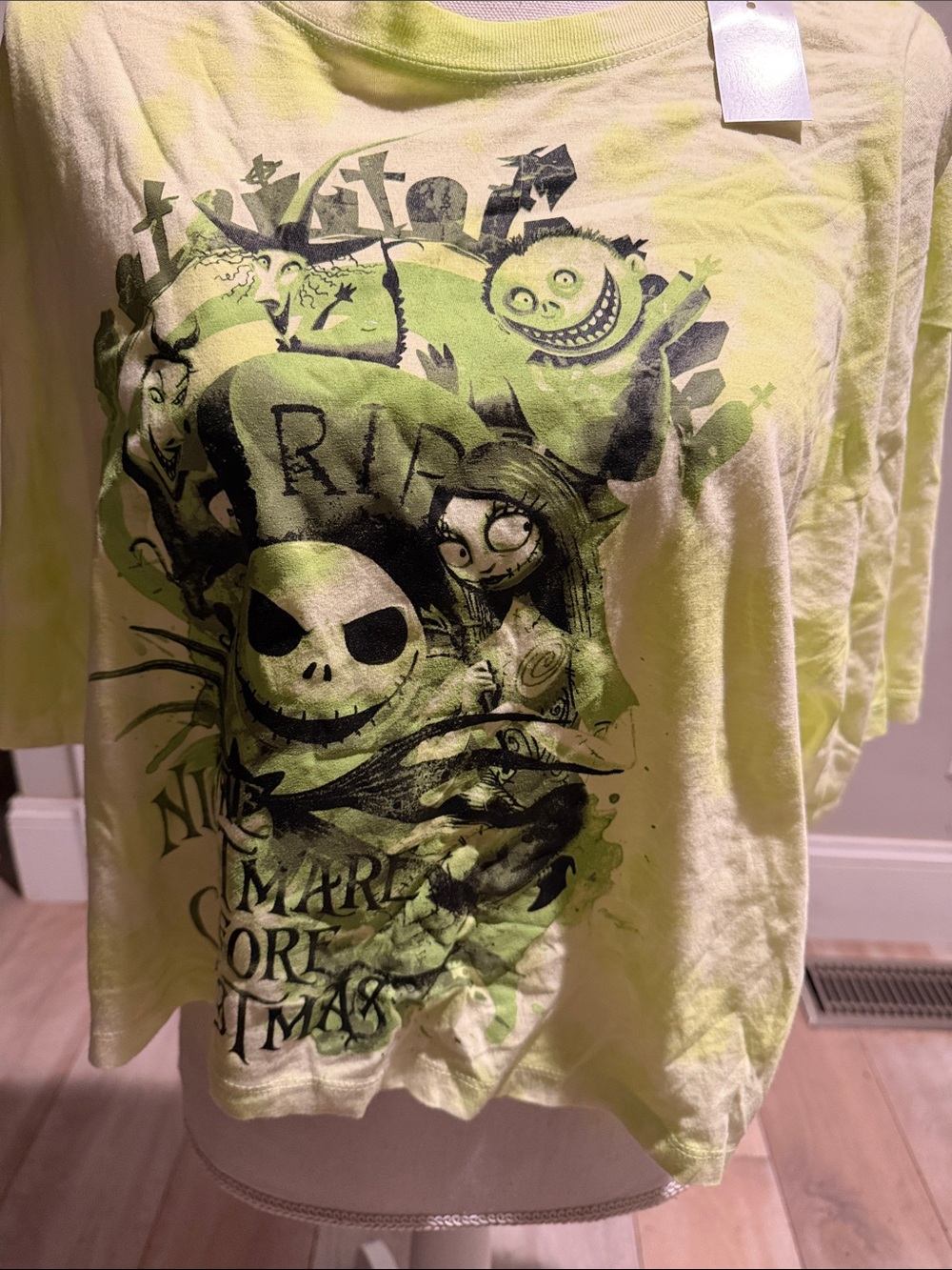 The Nightmare Before Christmas Neon Yellow Graphic Crop Top